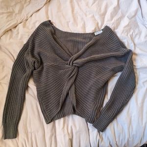 Hunter Green Knot Detail reversible sweater